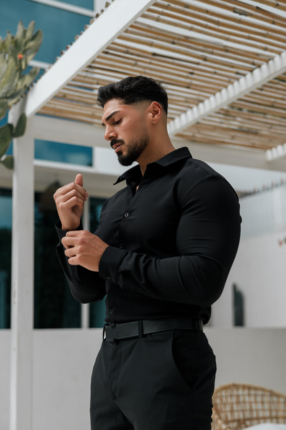 Cuba long sleeves Shirt - Black